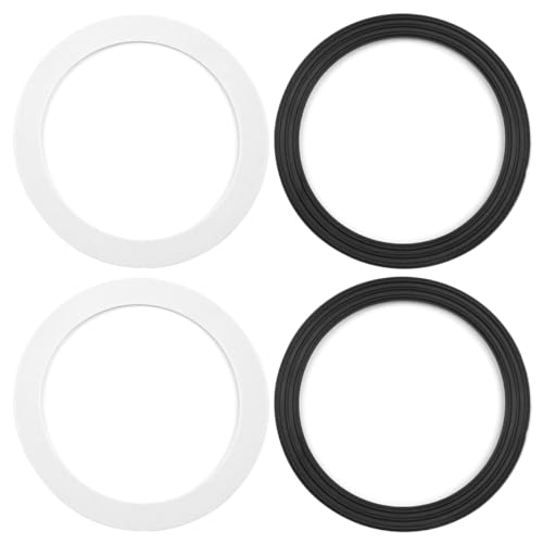 Laroal 4 Stück Gummidichtungen für Spülbeckenabflüsse, O-Ring-Dichtung für Spülbecken mit 110 mm Durchmesser, Schwarze und weiße wasserdichte Silikon-Unterlegscheibe von Laroal