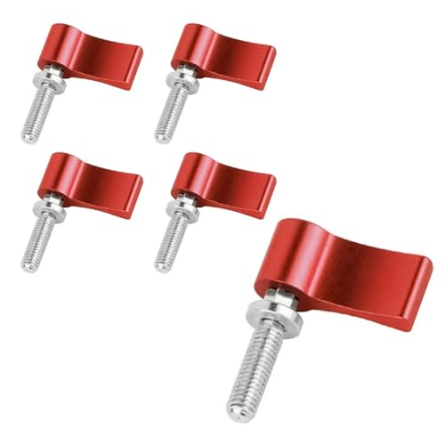 Laroal 5 Stück M5 17 mm Außengewinde Drehknopf Aluminiumlegierung Verstellbare Daumenhebelschraube mit Einzelflügel für Kameraausrüstung(Rot) von Laroal