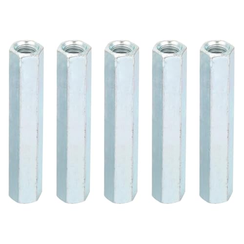 Laroal 5 Stück M8 65 mm Lange Sechskant-Kupplungsmuttern mit Innengewinde, doppelseitige Sechskant-Eisensäule, verzinkte Sechskantmuttern für eine sichere und einfache Installation von Laroal