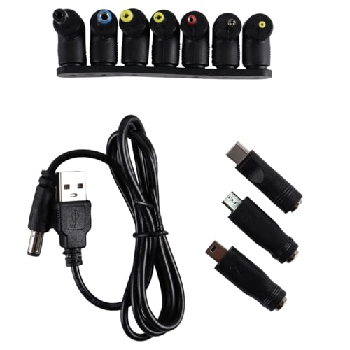 Laroal 5-V-1-A-Stromversorgungskabel, USB-zu-DC-Stromkabel, universelles 5-V-USB-Ladekabel mit 10 verschiedenen Anschlussspitzen (1 m) von Laroal