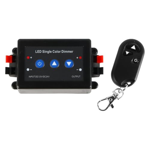 Laroal LED-Funk-Dimmschalter 12 – 24 V DC mit Fernbedienung und Bedienfeld für alle dimmbaren LED-Lampen mit Stecker und Fassung (mit Kabelklemmen) von Laroal