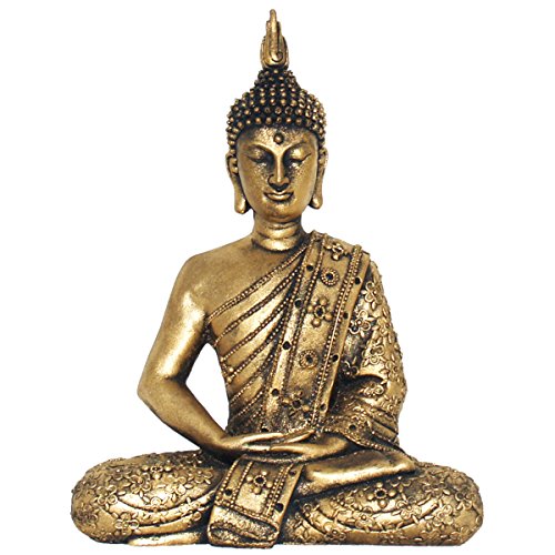 LAROOM 14010 – Sitzender Buddha Gold aus Kunstharz, goldfarben von Laroom