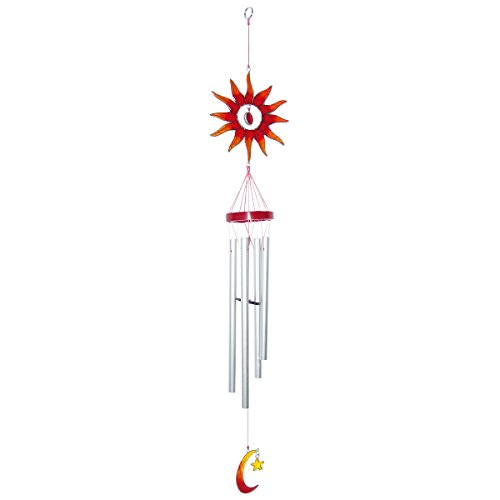 Laroom 14060 – Wind Windspiel Metall mit Sonne und Mond 82 cm, Rot von Laroom