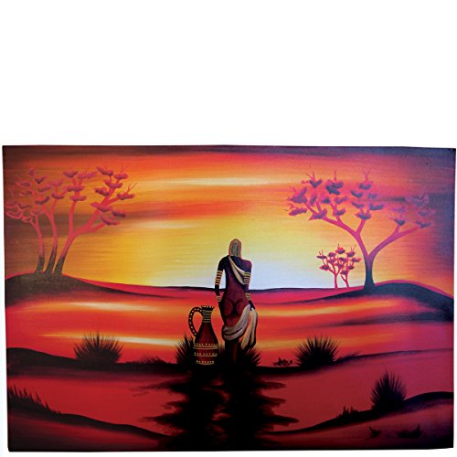 Laroom 11411 Wandbild Stoff Frauen und Sonnenuntergang, Rot von Laroom