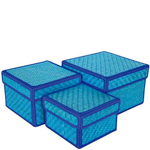 Laroom 13337 – 3-er Set Aufbewahrungsboxen Palma, quadratisch blau von Laroom