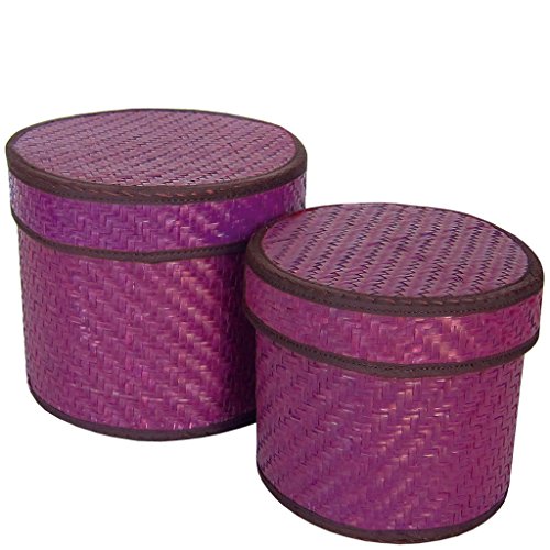 Laroom 13341 – Set 2 Boxen Palma Rund, Purple von Laroom