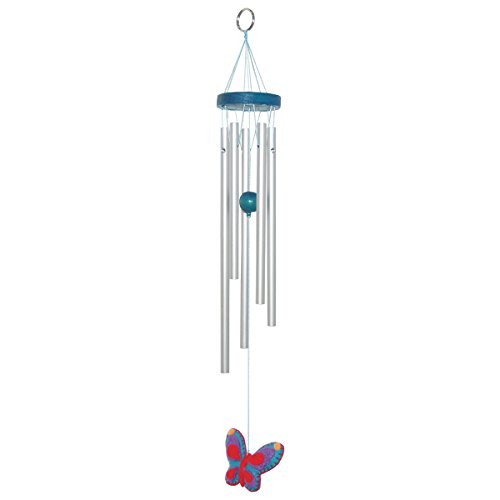 Laroom 14053 – Wind Windspiel Metall blau mit Schmetterling 41 cm, Blue, Violett, Rot von Laroom