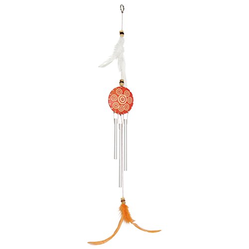 Laroom 14054 Wind Windspiel Metall mit Federn orange 45 cm, orange, weiß von Laroom