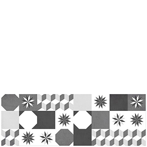 LAROOM 14173 – Teppich Bollato Küche Fliesen Loft 140 cm, Schwarz und Grau von La Room
