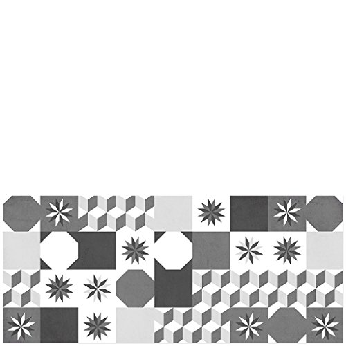 Laroom 14174 – Teppich Bollato Küche Fliesen Loft BK-150 cm, Schwarz und Grau von Laroom