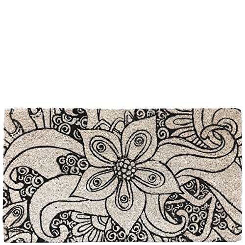 Laroom Fußmatte, Mosaik, Blumenmuster, Schwarz & Braun, Regular von Laroom