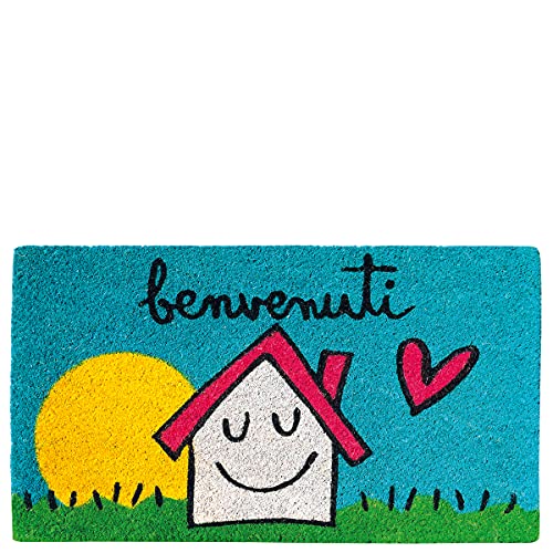 Laroom Fußmatte Haus & Sol Benvenuti, Mehrfarbig, 40 x 70 x 1,8 cm von Laroom