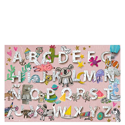 Laroom Teppich Bollato Kinder Design ABC, Vinyl antiliscante 133x200cm Rosa von Laroom