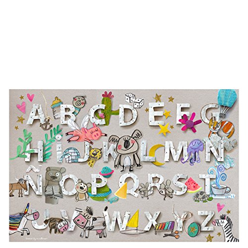 Laroom Teppich Bollato Kinder Design ABC, Vinyl antiliscante 133x200cm grau von Laroom