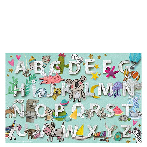 Laroom Teppich Bollato Kinder Design ABC, Vinyl antiliscante 133x200cm grün von Laroom