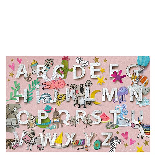 Laroom Teppich Bollato Kinder Design abecedari 133x200cm Rosa von Laroom