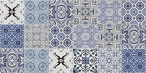 Laroom Teppich Bollato Küche Design Faro 50x100x0.3 cm blau von Laroom