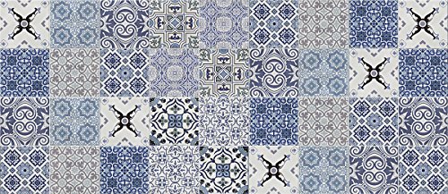 LAROOM Teppich Bollato Küche Design Faro 65x150x0.3 cm blau von La Room