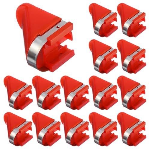 15 Stück Edelstahl-Ersatzklingen, elektrischer Kartoffelschneider, Zubehör für elektrisch rotierende Kartoffelschäler, automatischer Obstschäler, elektrisches Schälwerkzeug (rot) von Larrel