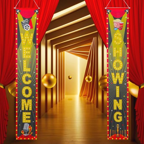 Filmnacht, Veranda, hängende Banner, Filmnacht-Dekorationen, 175 x 30 cm, Filmabend, Motto-Party-Dekorationen für Zuhause, Filmhintergrund, Party (Willkommens-Showing) von Larrel