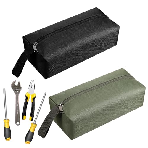 Larrel 2 Stück Kleine Tragbare Werkzeugtasche, Wasserdicht Reißverschluss Aufbewahrungstasche Mehrzweck Verschleißfest Kleine Werkzeugtasche Wasserdicht Tool Bag für Elektriker, Schreiner, Architekten von Larrel