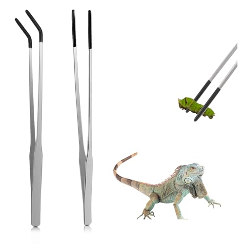 Reptilien-Futterzange mit langem Griff, robust, lange Pinzette, gummierte Spitze, gerade und gebogen, extra Pinzette, Reptilienzange, Aquariumzange, Terrarium, Futterstation für Aquarium, 2 Stück Reptilien-Futterzange mit langem Griff, robust, lange Pinzette, gummierte Spitze, gerade und gebogen, extra Pinzette, Reptilienzange, Aquariumzange, Terrarium, Futterstation für Aquarium, 2 Stück von Larrel
