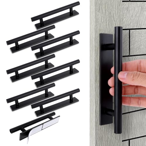 Selbstklebende Schrankgriffe, selbstklebende Schubladengriffe, Türgriffe, ABS-Kunststoff, zum Aufkleben auf Schrankgriff, Instant-Kunststoff-Ziehhilfe für Kleiderschrank, Möbel (schwarz), 8 Stück von Larrel