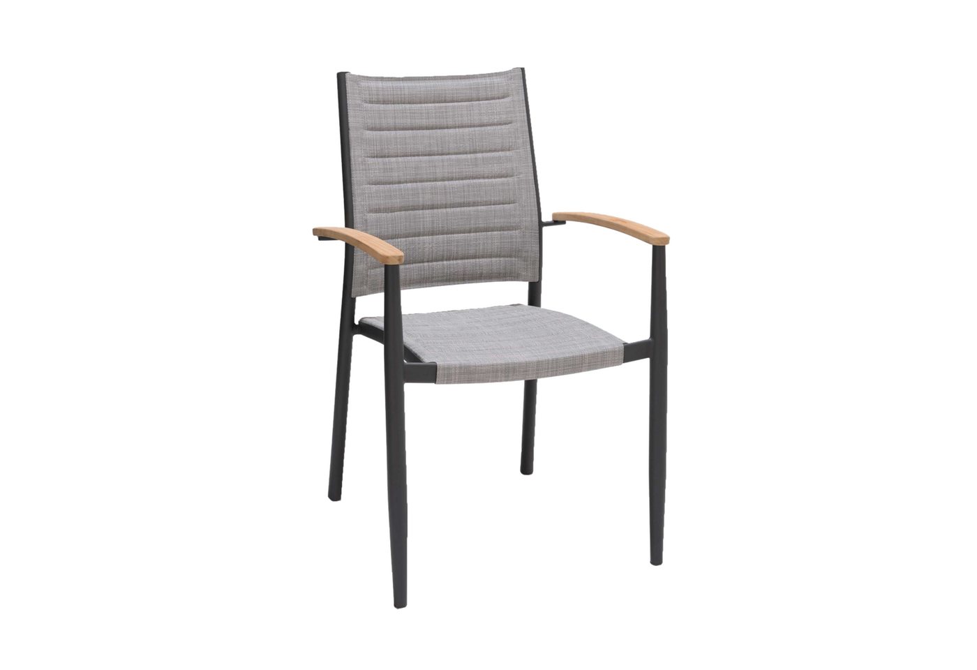 Lars Larsen Stapelstuhl TOPAZ, Aluminiumgestell, Armlehnen aus Teakholz Lars Larsen Stapelstuhl TOPAZ, Aluminiumgestell, Armlehnen aus Teakholz von Lars Larsen