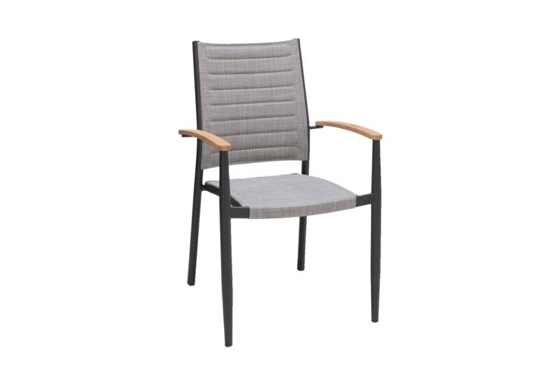 Lars Larsen Stapelstuhl TOPAZ, Aluminiumgestell, Armlehnen aus Teakholz von Lars Larsen