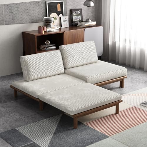 Lartis Schlafsofa, Schlafcouch, Moderne Couch Cabrio Modern Futon für Wohnzimmer/Wohnung/Schlafzimmer, Modular Design Sofa Cordstoff (Khaki) von Lartis