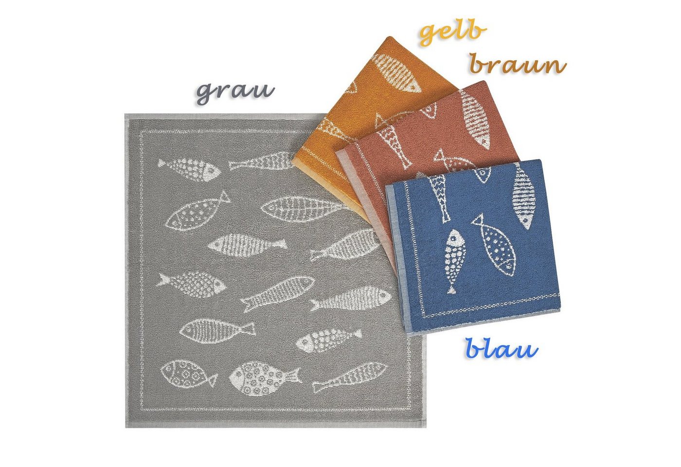 Lasa Home Geschirrtuch Piscis, (Set, 4-tlg), 4er Pack Frottee Küchenhandtücher (4 Stück) ca.50x50cm Baumwolle von Lasa Home