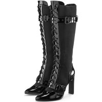 LASCANA Belle Affaire High-Heel-Stiefel "Schnürstiefel mit elastischem Schaft" Erotische Lack-Optik, High-Heel-Stiefelette von Lascana Belle Affaire