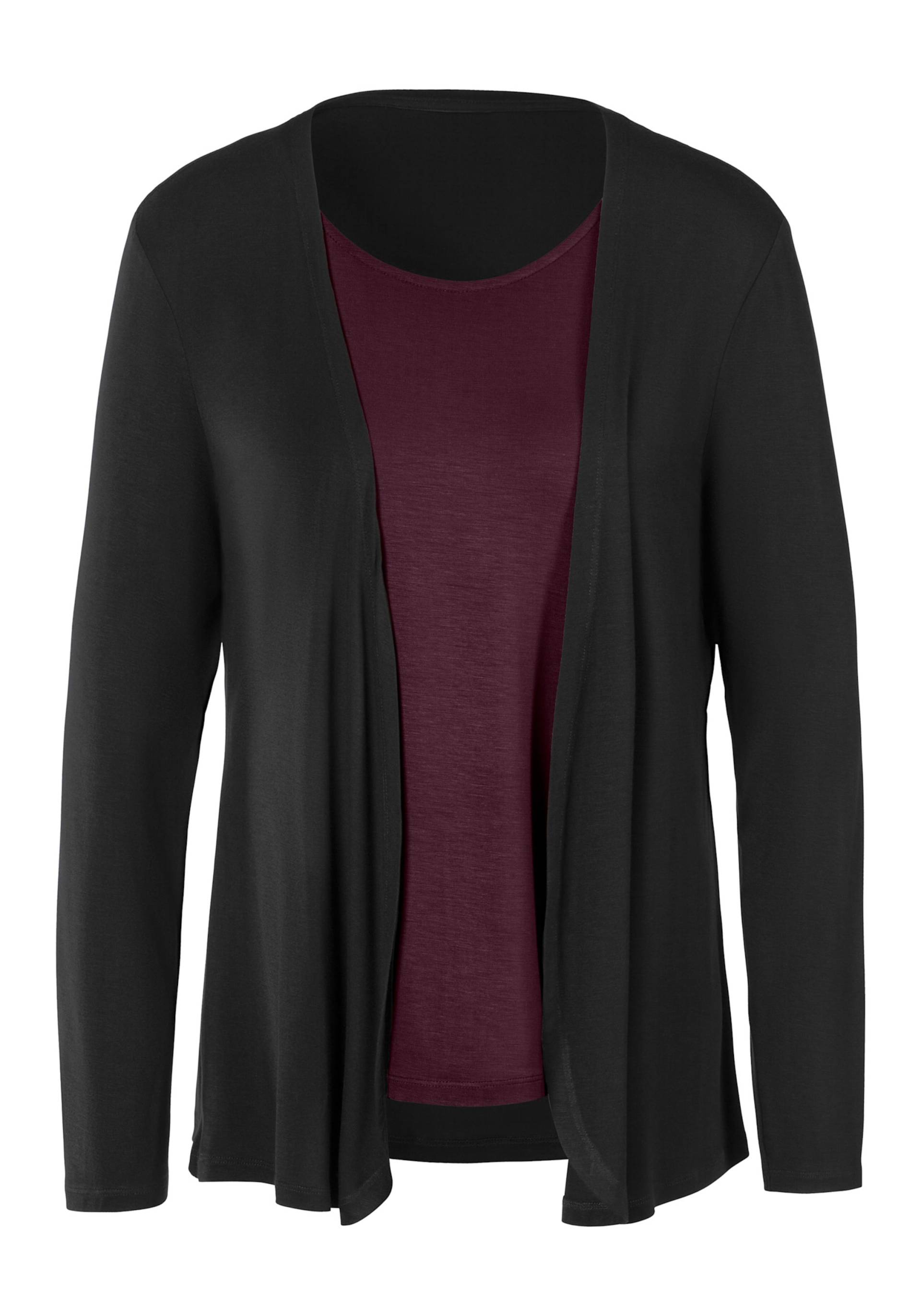 2-in-1-Langarmshirt in bordeaux, schwarz von LASCANA von Lascana