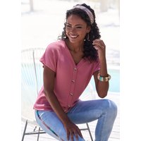 LASCANA Kurzarmshirt "mit Zierknopfleiste", aus weicher Piqué-Qualität von Lascana
