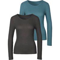 LASCANA Langarmshirt "in modischer Piqué-Optik" 2er-Pack, aus weicher Qualität mit Viskose von Lascana
