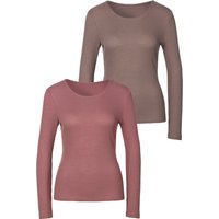 LASCANA Langarmshirt "in modischer Piqué-Optik", (2er-Pack), aus pflegeleichter Qualität mit Viskose von Lascana