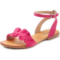 LASCANA Sandale "Sommerschuh", Sandalette, Sommerschuh aus hochwertigem Leder mit kleinen Rüschen von Lascana