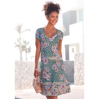 LASCANA Sommerkleid, mit V-Ausschnitt im Alloverprint, luftiges Strandkleid, Jerseykleid von Lascana