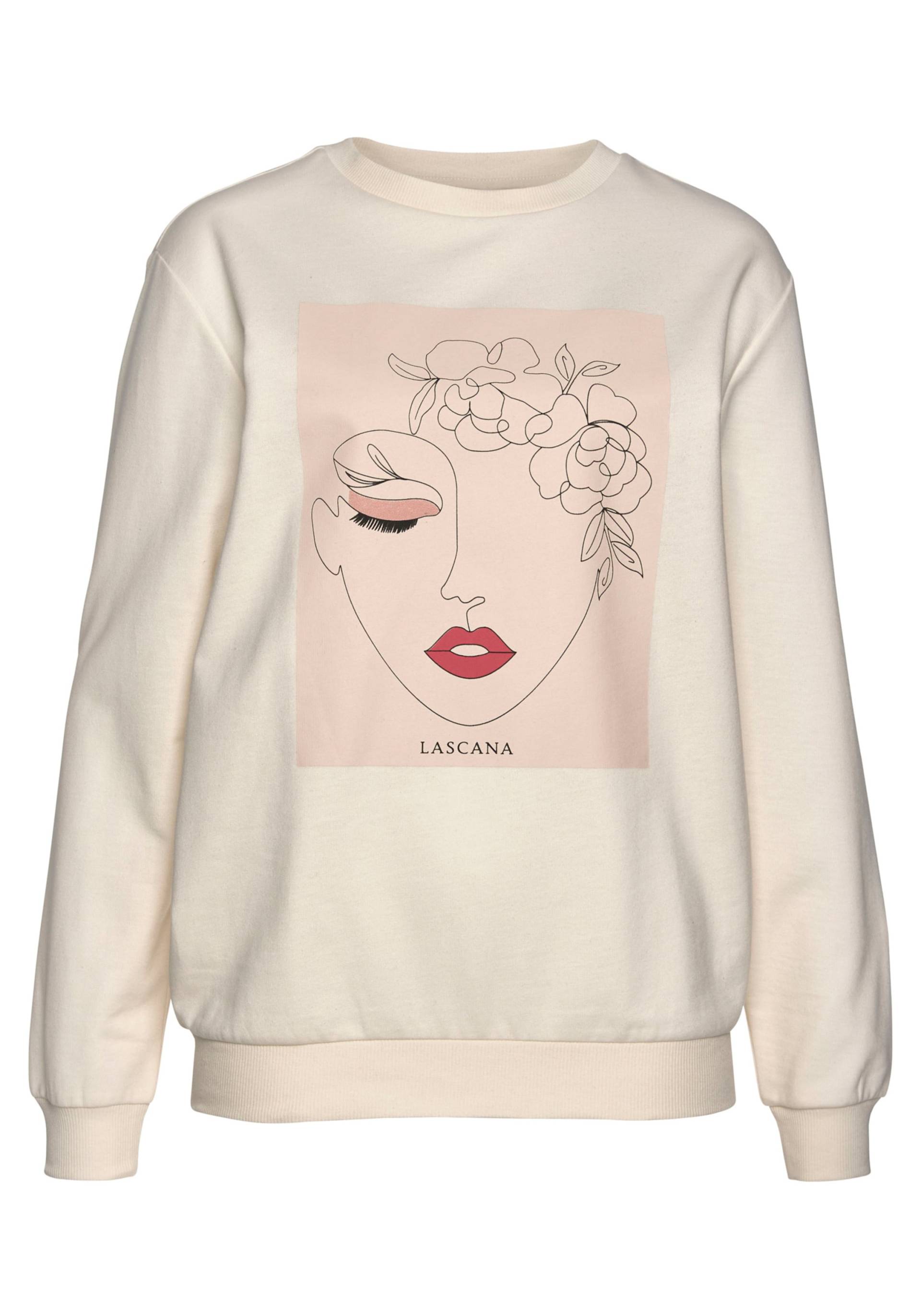 Sweatshirt in hellbeige-natur-hellrosa von LASCANA von Lascana