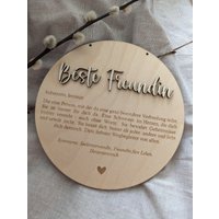 Holzschild Beste Freundin, Geschenk Freundin von LaseRupp