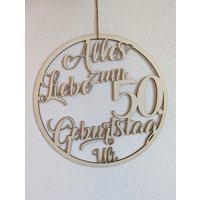 Loop Geburtstag Personalisiert - Runder Schild Kranz von LaseRupp