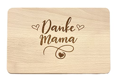 Muttertagsgeschenk Idee - Frühstücksbrettchen aus Holz mit hochwertiger Gravur für die Beste Mama (Danke Mama Herz) von Laser Tattoo