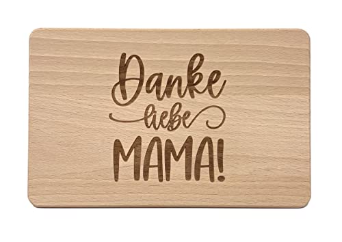 Muttertagsgeschenk Idee - Frühstücksbrettchen aus Holz mit hochwertiger Gravur für die Beste Mama (Danke liebe Mama) Einheitsgröße von Laser Tattoo