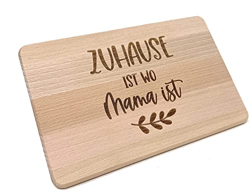 Muttertagsgeschenk Idee - Frühstücksbrettchen aus Holz mit hochwertiger Gravur für die Beste Mama (Zuhause) von Laser Tattoo