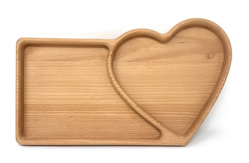 Laser Tattoo Snack Schale Tray mit Herz aus Buche Holz - Tolle Geschenkidee für Muttertag (Personalisiert) von Laser Tattoo