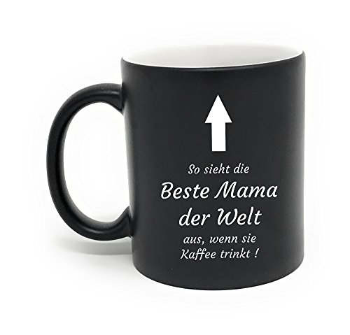 Muttertagsgeschenk Idee - Kaffee Tasse mit hochwertiger Gravur für die Beste Mama (weiss/schwarz) von Laser Tattoo