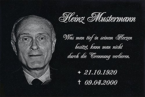 LaserArt24 Granit Grabstein, Grabplatte oder Grabschmuck mit dem Motiv Grabstein-ag06 und Ihrem Foto/Text und Daten von LaserArt24