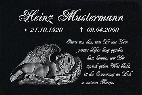 LaserArt24 Granit Grabstein, Grabplatte oder Grabschmuck mit dem Motiv Grabstein-ag23 und Ihrem Text/Daten von LaserArt24