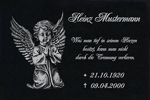 LaserArt24 Granit Grabstein, Grabplatte oder Grabschmuck mit dem Motiv Grabstein-ag32 und Ihrem Text/Daten von LaserArt24