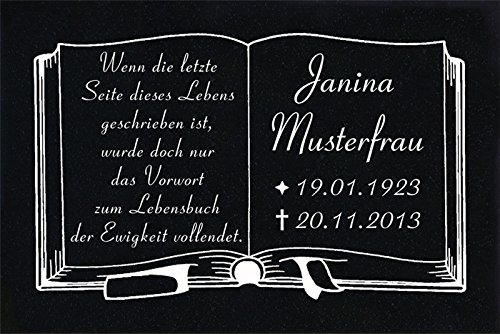 LaserArt24 Granit Grabstein, Grabplatte oder Grabschmuck mit dem Motiv Buch-g01 und Ihrem Text/Daten LaserArt24 Granit Grabstein, Grabplatte oder Grabschmuck mit dem Motiv Buch-g01 und Ihrem Text/Daten von LaserArt24